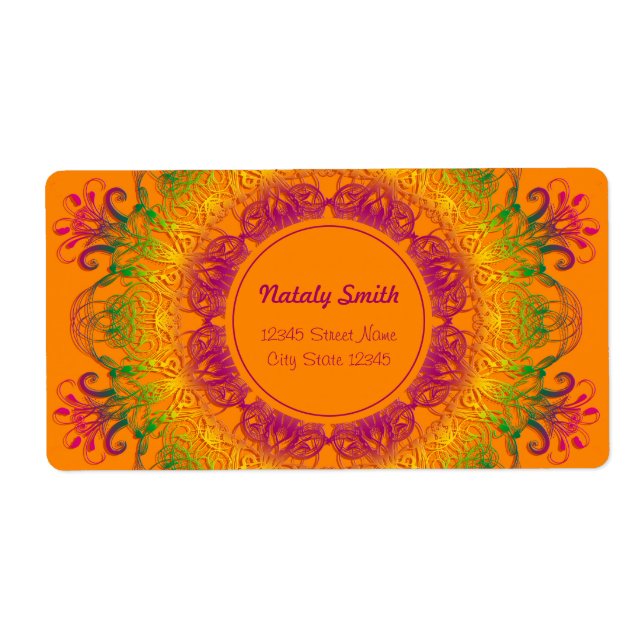 Etnisk Orange Mandala Fraktsedel (Framsidan)