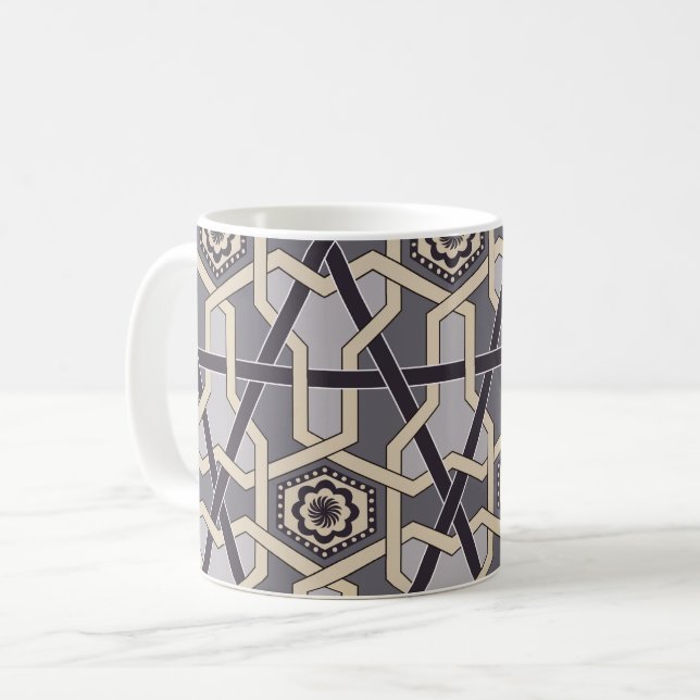 Etnisk orientalisk prydnadsbrodery decor Mönster Kaffemugg (Framsida vänster)