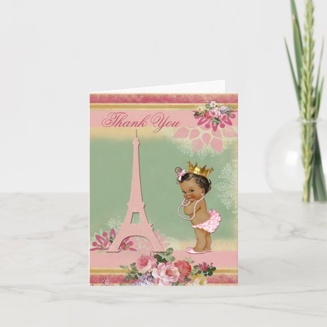 Etnisk Paris för tack Princess baby shower Kort (Framsida)
