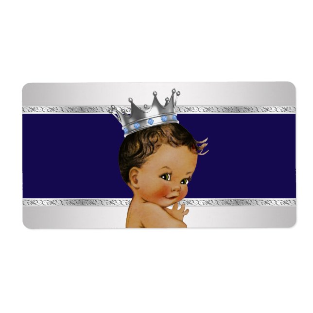 Etnisk Prins Baby Shower Vattenflasketikett Fraktsedel (Framsidan)