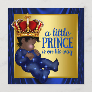 Etnisk Prins Royal Blå Kronbabyfest Inbjudningar