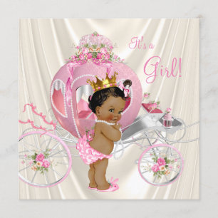 Etnisk prinsessa baby shower rosa elfenbenspärlor inbjudningar