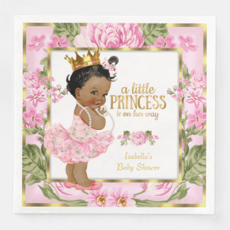 Etnisk prinsessa baby shower rosa guld ros blom pappersservett
