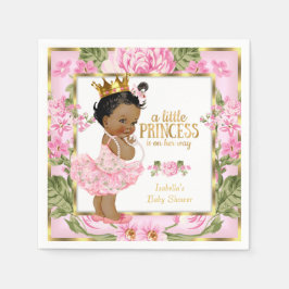 Etnisk prinsessa baby shower rosa guld ros blom pappersservett