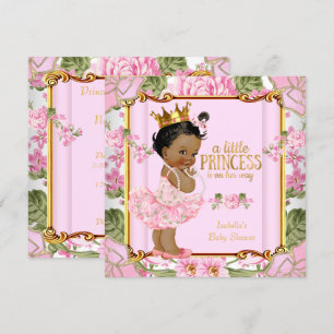 Etnisk prinsessa baby shower rosa ros blom inbjudningar