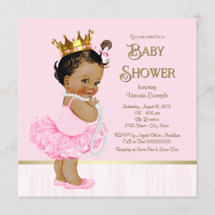 Etnisk prinsessa ballerina rosa guld baby shower inbjudningar