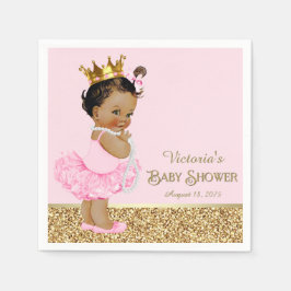 Etnisk prinsessa ballerina rosa guld baby shower pappersservett