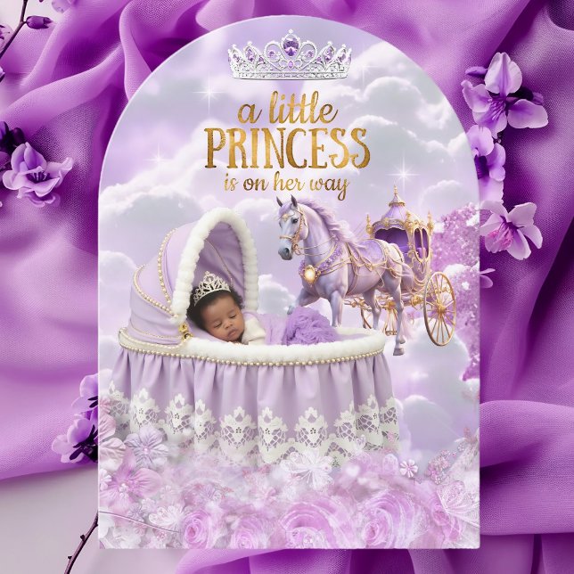 Etnisk prinsessa lila baby shower vagn inbjudningar (Skapare uppladdad)