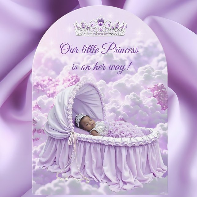Etnisk prinsessa lila lilakros baby shower tiara inbjudningar (Skapare uppladdad)