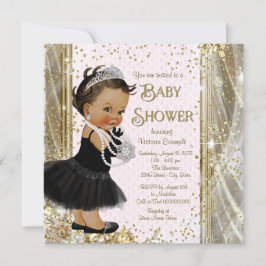 Etnisk prinsessa lilla damen rosa guld baby shower inbjudningar