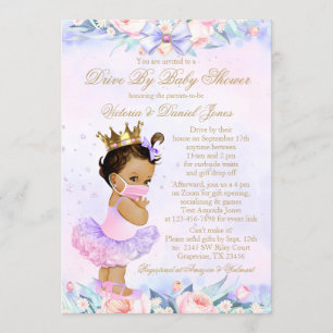 Etnisk prinsessa med maskindrivet baby shower inbjudningar