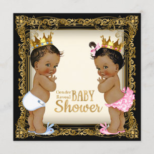 Etnisk prinsessa prins könsbestämmande baby shower inbjudningar