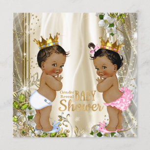 Etnisk prinsessa prins könsbestämmande baby shower inbjudningar