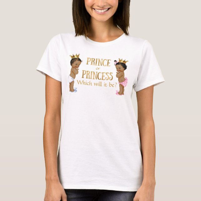 Etnisk prinsessa prins könsutlysning t shirt (Framsida)