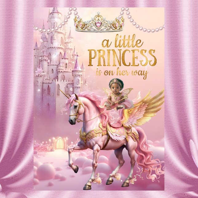 Etnisk prinsessa rosa baby shower enhörning slott inbjudningar (Skapare uppladdad)