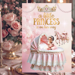 Etnisk prinsessa rosa barnkalas vagn babysäng inbjudningar