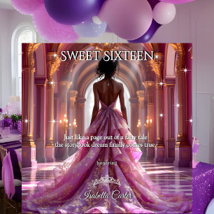 Etnisk prinsessa Sweet 16 födelsedag rosa lila Inbjudningar