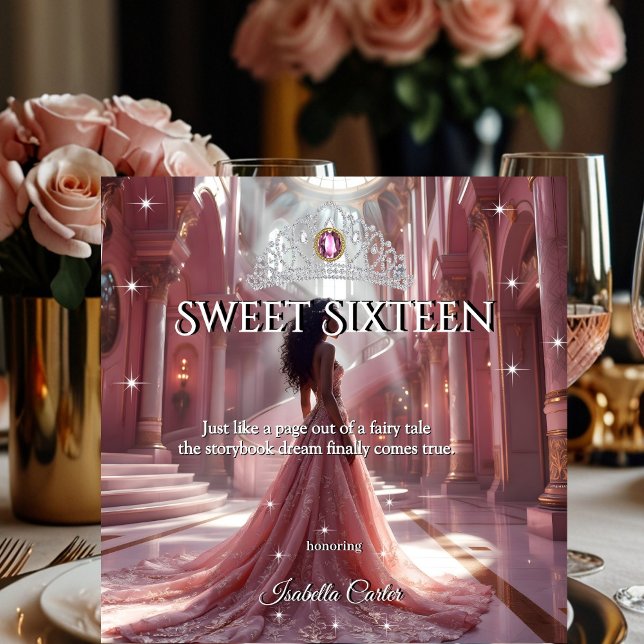 Etnisk prinsessa Sweet 16 födelsedagsfest Rosa Inbjudningar (Skapare uppladdad)