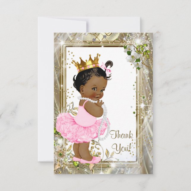 Etnisk prinsessa Tutu Baby Shower Tacksamhetskort Tack Kort (Framsida)