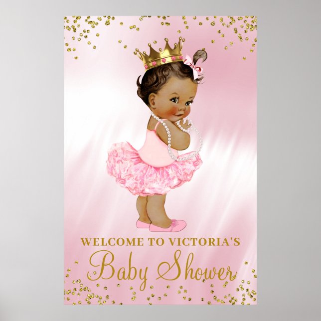 Etnisk prinsessa Tutu Baby Shower Välkomstskylt Poster (Framsidan)