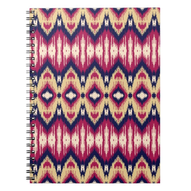 Etnisk rosa blue ikat chevron mönster bakgrund T Anteckningsbok (Framsidan)