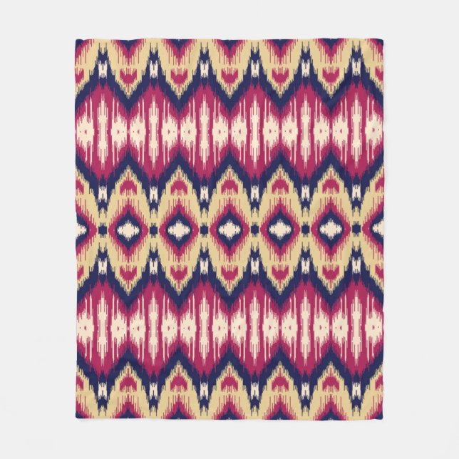 Etnisk rosa blue ikat chevron mönster bakgrund T Fleecefilt (Framsidan)