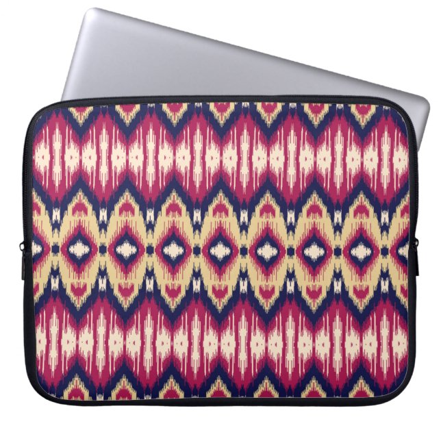 Etnisk rosa blue ikat chevron mönster bakgrund T Laptop Fodral (Framsidan)