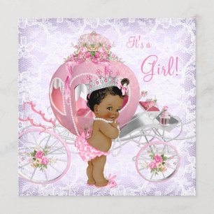 Etnisk rosa och lila prinsessa baby shower inbjudningar