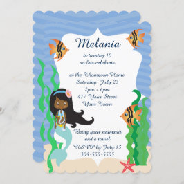 Etnisk Sjöjungfru Birthday Bassäng Party Inbjudningar