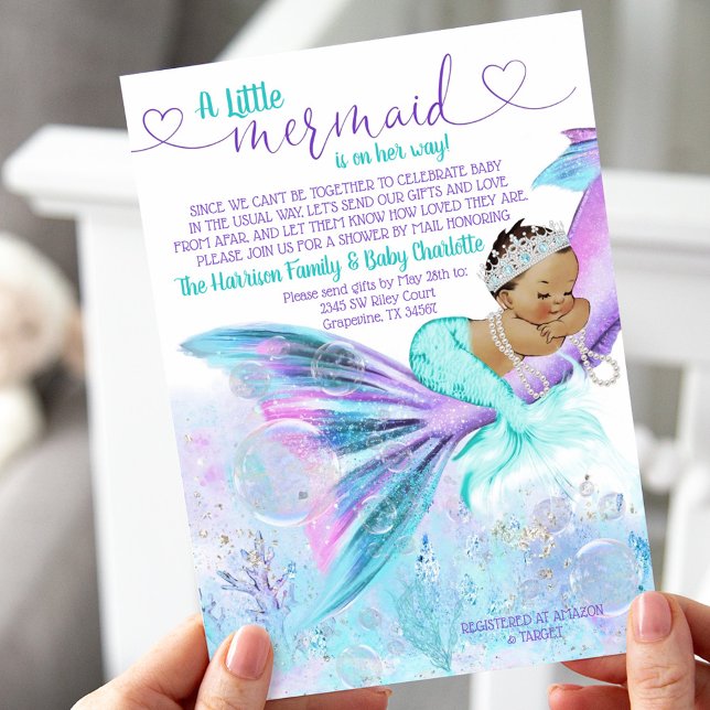 Etnisk Sjöjungfru Mail Baby Shower Inbjudningar (Skapare uppladdad)