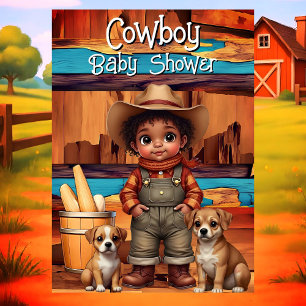 Etnisk söt cowboy pojke baby shower hundar Röd Blå Inbjudningar