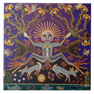 Etnisk stam- konst Boho för mexicansk Mayan Aztec Kakelplatta