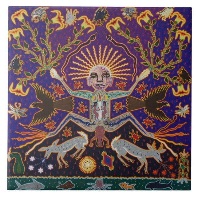 Etnisk stam- konst Boho för mexicansk Mayan Aztec Kakelplatta (Framsidan)
