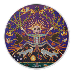 Etnisk stam- konst Boho för mexicansk Mayan Aztec Knopp