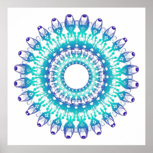 etnisk teal mandala. poster