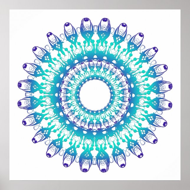 etnisk teal mandala. poster (Framsidan)