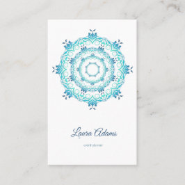 etnisk teal mandala. Text. Kvadratiskt Affärskort Visitkort