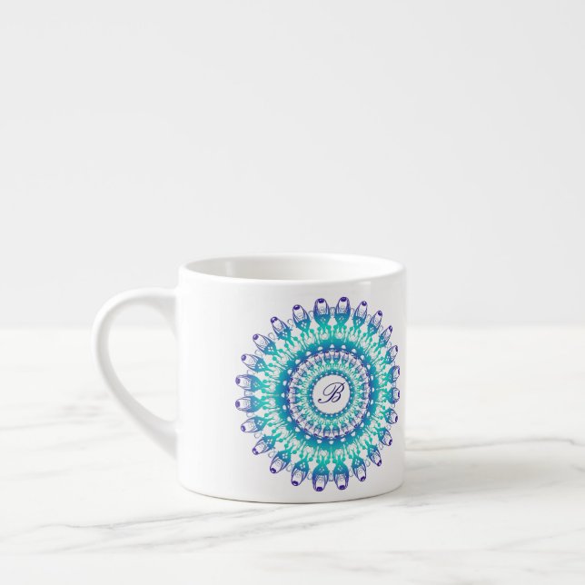 Etnisk telefon-mandala. monogram. espressomugg (Vänster)