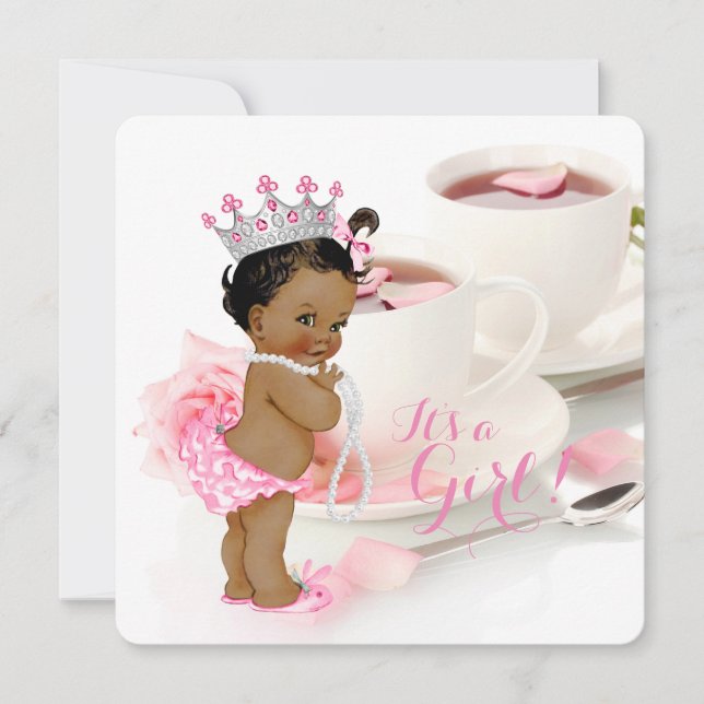 Etnisk tjej Baby Shower Tekaffeparty Inbjudningar (Framsida)