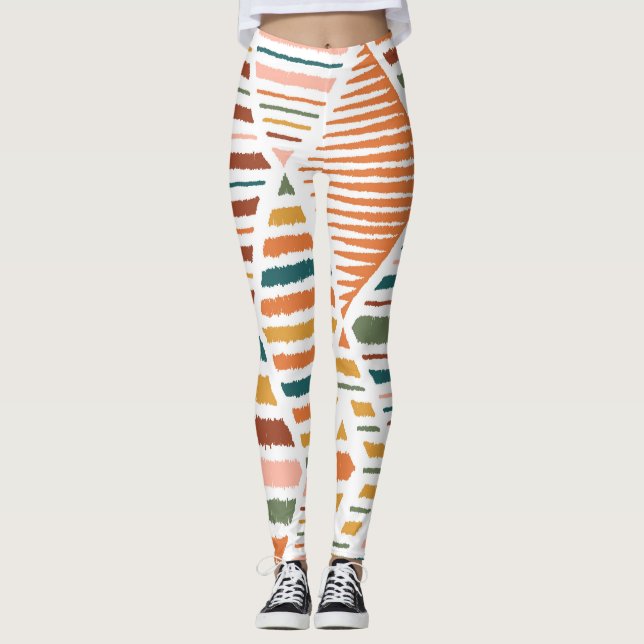 Etnisk Tribal Argyle Sömlös Mönster Leggings (Framsida)