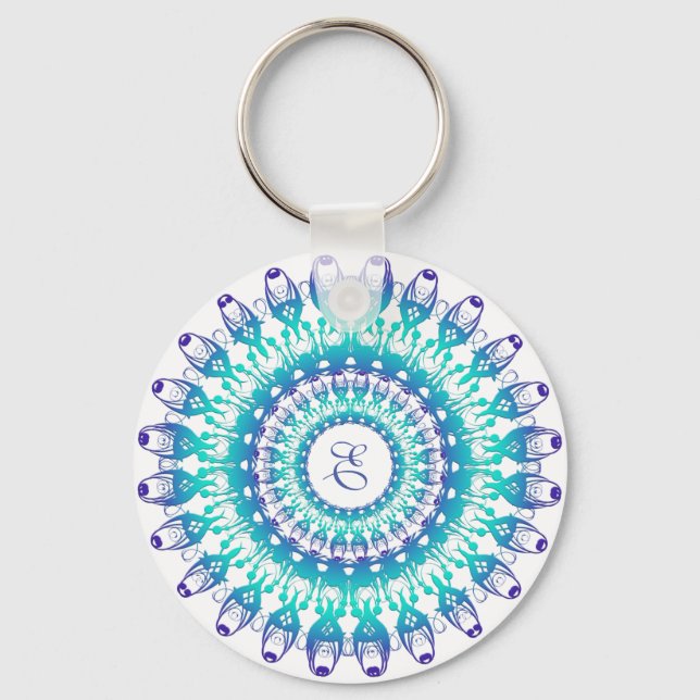 Etnisk turkos Mandala Nyckelring (Framsida)