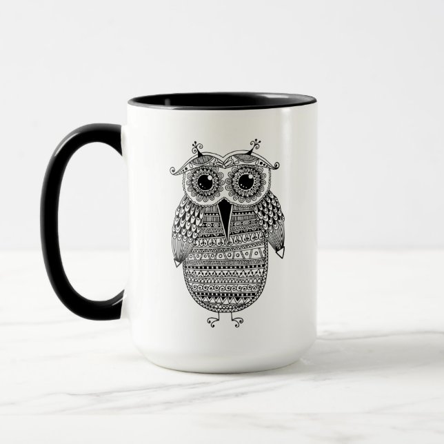 Etnisk ugglabläckteckning mugg (Vänster)