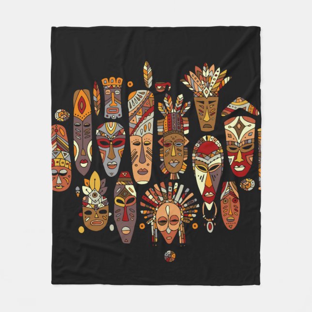 etnisk uppsättning av stammask, skiss fleecefilt (Framsidan)