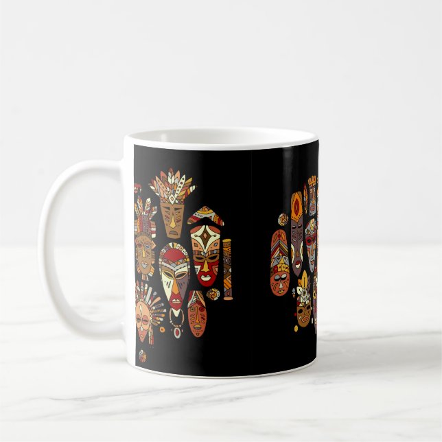etnisk uppsättning av stammask, skiss kaffemugg (Vänster)