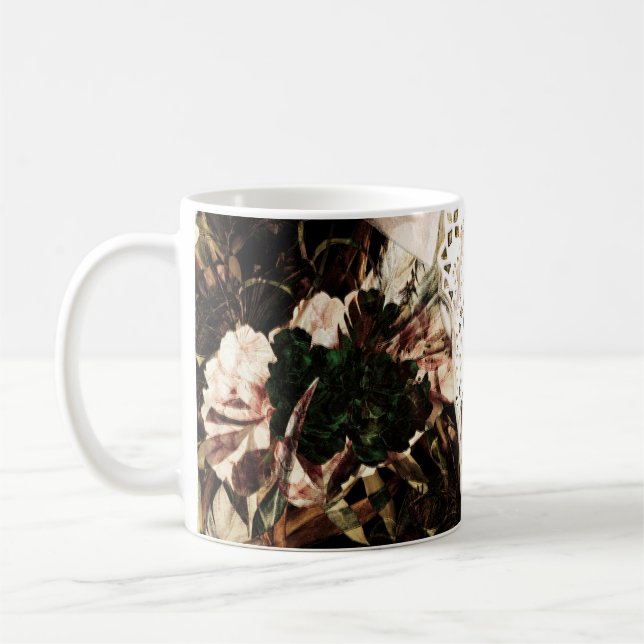 Etnisk vattenfärg: blommigtens bakgrund. kaffemugg (Vänster)