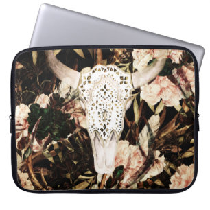 Etnisk vattenfärg: blommigtens bakgrund. laptop fodral