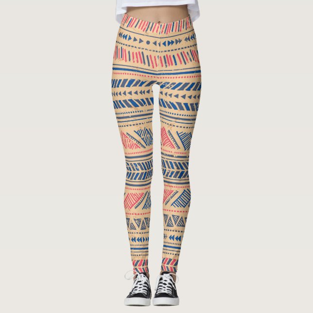 Etnisk vintage i stammen: sömlös mönster. leggings (Framsida)