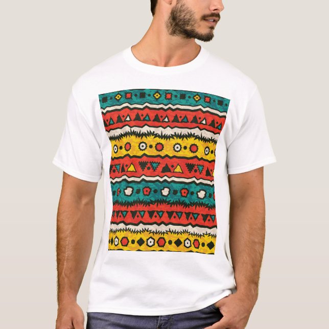 etnisk vintage: Sömlös traditionell utformning. T Shirt (Framsida)