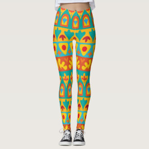 Etnisk vintage trädgårds sömlös bakgrund leggings