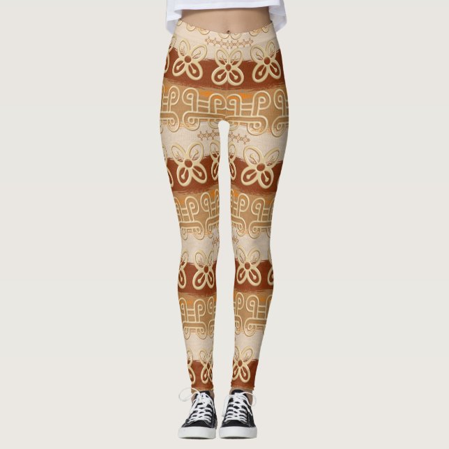 Etniska afrikanska Adinkra symboler Leggings (Framsida)